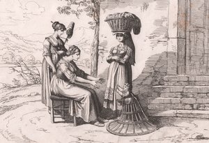 Geleneksel kostümlü Romalı kadınlar, Bartolomeo Pinelli (Roma by Bartolomeo Pinelli