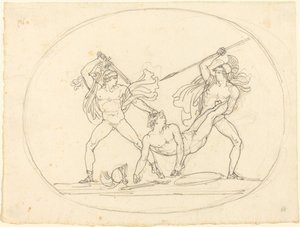 Ölü Bir Yoldaş İçin Kavga Eden İki Kadim Savaşçı by Bartolomeo Pinelli