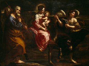 Mısır'a Uçuş (tuval üzerine yağlıboya) by Bartolommeo Biscaino