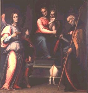 Aziz Augustine, Tobias ve Başmelek Raphael ile Madonna ve Çocuk by Bartolommeo Sogliani