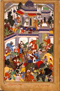 Ekber, 1590 civarında Ajmer'deki Khwajah Muin ad-Din Chishti'nin türbesini ziyaret ediyor