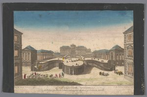 Viyana kenti yakınlarındaki Palais Schwarzenberg'in görünümü 20. Vue d'optique nouvelle, temsilci le palais du Prince Schwarzenberg aux environs de Vienne ve Autrich (nesne üzerindeki başlık)