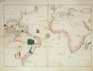 The New World, from the Atlas of the World in 33 Maps, Venedik, 1 Eylül 1553 (parşömen üzerine mürekkep) (ayrıca bkz. 330961)