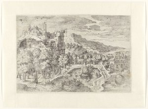 Avdaki kadınlarla manzara by Battista Angolo del Moro (attributed to)