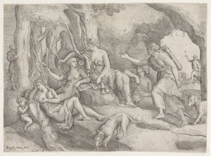 Diana ve perileri by Battista Franco