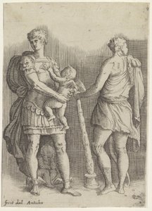 Arkadan görülen iki putti ve Herkül ile Perseus
