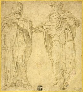 Ayakta duran iki örtülü figür (Aziz John ve Magdalene) by Battista Franco