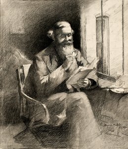 A Good Story, 1889 (krem dokuma kağıt üzerinde kömür) by Bayard Henry Tyler