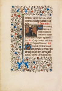Abbot Maurus, Asası ve Kitabı, c.1440-50 (kızgınlık, altın varak, parşömen üzerine boya ve mürekkep) by Bedford Master Workshop