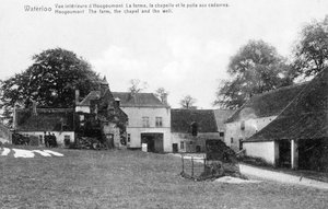 Hougoumont Çiftliği, Wellington için Waterloo savaşı sırasında önemli bir stratejik bölge, hatıra kartpostalı, c.1912 (fotolito)