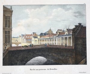 Brüksel Balık Mart, c.1895 (fotokrom) by Belgian School