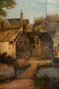 Arkadaki ikinci arka oda, toplantı odası, klasik tarzda kırsal sahneleri olan duvar resimleri, muhtemelen 1810'lardan, sahne 3 by Belgian School