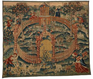 Goblen, Park au Cerfs, Tournai, Belçika'da yapılmıştır, yaklaşık 1500 (yün) by Belgian School