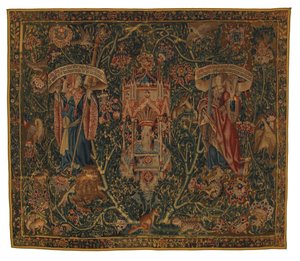 Goblen, Sibylla Libya ve Europa (46.134 ila 46.139'dan oluşan altı Sibyl setinden biri) 'Rothamsted Goblenleri' olarak adlandırılır, Flanders, Tournai veya Brüksel, Belçika'da yapılmıştır, c.1530 (yün) by Belgian School