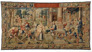 Goblen, Laban, Jacob ve Rachel'ın Hikayesi, Genesis XXIX, Brüksel, Belçika'da yapılmıştır, 1530 dolayları (yün ve ipek) by Belgian School