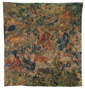 Muhtemelen Tournai'den avlanma sahnelerini tasvir eden duvar halısı, 1500 dolayları (yün) by Belgian School