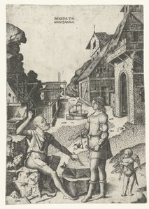 Apollo, Cupid ve Vulcan ile tanıştı by Benedetto Montagna