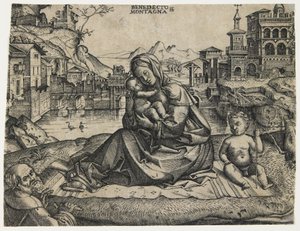 Bir Manzarada Bebek Aziz John ile Kutsal Aile, c. 1506-1512
