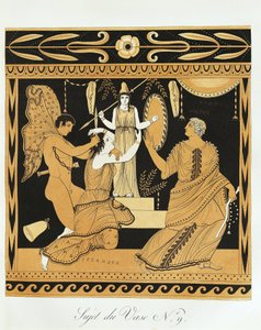 Ajax The Lesser, Athena heykelinin dibinde Cassandra'ya hakaret ediyor (baskı) by Benedict or Benedikt Piringer