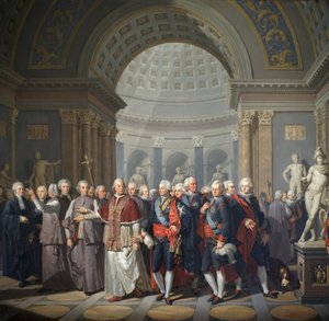 İsveçli Gustave III (1746-1792), Papa Pius VI (Gianangel, Count Braschi) ile by Benigne Gagneraux