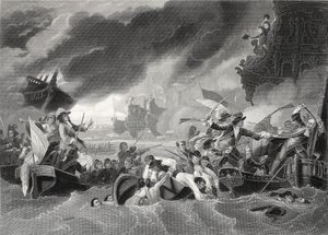 La Hogue Muharebesi, W. French tarafından kazınmış (litho)
