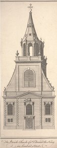 Lombard Caddesi'ndeki Kral St. Edmund Bölge Kilisesi, 1750 dolayları (gravür)