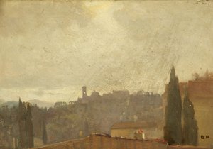 San Miniato, Floransa (panelde yağ) by Benjamin Haughton