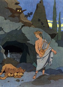 Orpheus ve liri üç başlı köpek Cerbere'yi uyuttu.