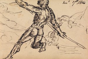 Mızraklı Çıplak Erkek Figür Çalışmaları by Benjamin Robert Haydon