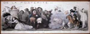 Le grand chemin de la posterity: trajedi ve komedinin temsili (Dorval, vb...) - Litografi, Benjamin Roubaud, Maison de Balzac, Paris