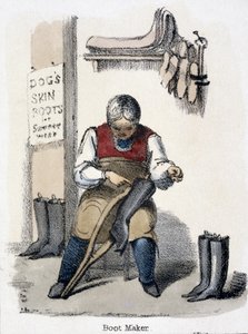Çizme Yapıcı, Hayvanların Grafik Resimlerinde Köpekten - Yaşam Boyunca İstihdamında ve Ölümden Sonra Kullanımlarında İnsana Faydalarını Gösteriyor, c.1845 by Benjamin Waterhouse Hawkins