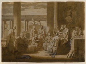 Know Thy Self, 1768 (demir mazı yıkama mürekkebi, yağlı macun ve fildişi serilmiş kağıt üzerinde yıkar) by Benjamin West