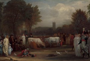James's Park, Westminster Abbey Beyond'daki sütçü kızlar by Benjamin West