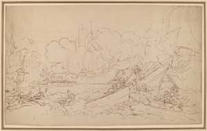 La Hogue Savaşı için Çalışma [recto] by Benjamin West