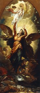 "Güneşle Giyilen Kadın Ejderhanın Zulümünden Kurtuldu", by Benjamin West