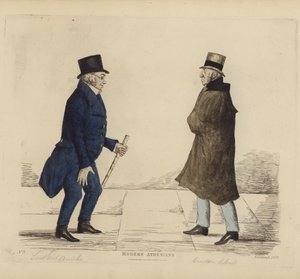 Seçkin Edinburghlular, diğer adıyla Modern Atinalılar, Korgeneral George R Ainslie, Bindon Blood, Esq, Cranacher (renkli gravür) by Benjamin William Crombie