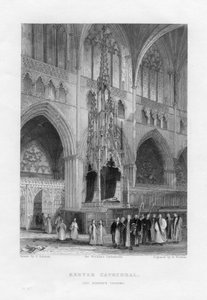 Piskopos Tahtı, Exeter Katedrali, Devon, c1836-c1842. by Benjamin Winkles