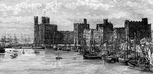 Caernarfon Kalesi, Gwynedd, Galler, 19. yüzyıl.