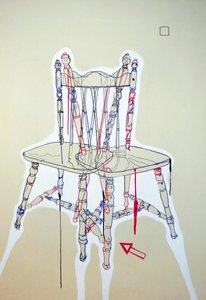 Chaise manifeste, 2023 (karışık tuval üzerine yağlıboya ve akrilik)
