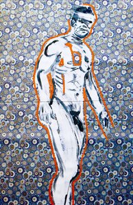 Masculin japonais 4, 2020 (serigrafi baskılı Japon kağıdı üzerine akrilik) by Benoit Erwann Boucherot