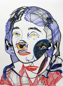 Sürportre : Marguerite Duras 2, 2021 (kağıt üzerine akrilik) by Benoit Erwann Boucherot