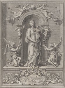 Loreto Madonna, her iki tarafında bir melek bulunan bir niş içinde, 1650-1724. by Benoît Farjat