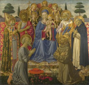 Melekler ve Azizler Arasında Taht Edilen Bakire ve Çocuk, 1460