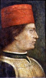 Kırmızı şapkalı bir adamın başı (panelde öfke) by Benozzo di Lese di Sandro Gozzoli