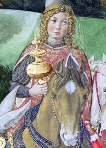 Kraliyet maiyetindeki atlılar, şapeldeki Magi döngüsünün Yolculuğundan detay, 70606 c.1460 fresk detayı by Benozzo di Lese di Sandro Gozzoli