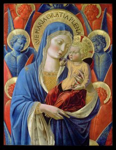 Melekler ile Bakire ve Çocuk, c.1460 (ahşap panel üzerinde altın varak ve mizaç) by Benozzo di Lese di Sandro Gozzoli