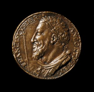 Benvenuto Cellini (1500-1571) 1538 Diam.38 cm Floransa, Museo Nazionale del Bargello tarafından yapılan Kral I. François (1494-1547) tasvirli bronz madalyon