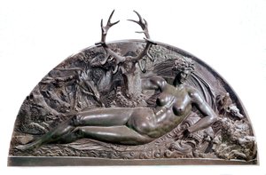 Fontainebleau perisi Bas bronz kabartması Benvenuto Cellini (1500-1571) tarafından Anet kalesinden. 1542 Loş. 409x205 cm Paris, Louvre Müzesi