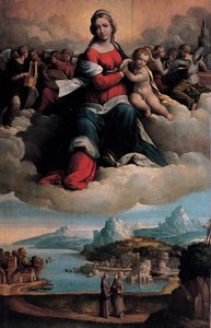 Madonna ve Çocuk azizler Padua'lı Anthony ve Francis ile ihtişam içinde by Benvenuto Tisi da Garofalo