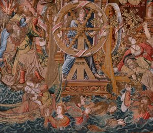 Flaman halısı. Seri Onur. Servet, Başarıya Giden Yol (La Fortuna, Camino de los Honores). Serinin beşinci halısı. Bernard van Orley ve Jan Gossaert de Mabuse çevresinden Model Karikatürcüler. Pieter van Aelst, Brusse imalatı